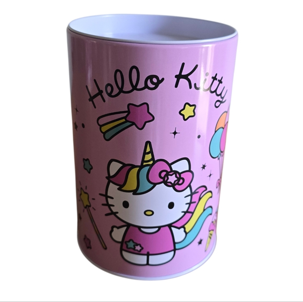 Hello Kitty Unicorn Coin Bank | Licensed Sanrio | Pink Metal Tin Bank NWT - Picture 3 of 4